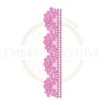Machine embroidery design featuring a swirl rose edge lace border (Design E-1165).
