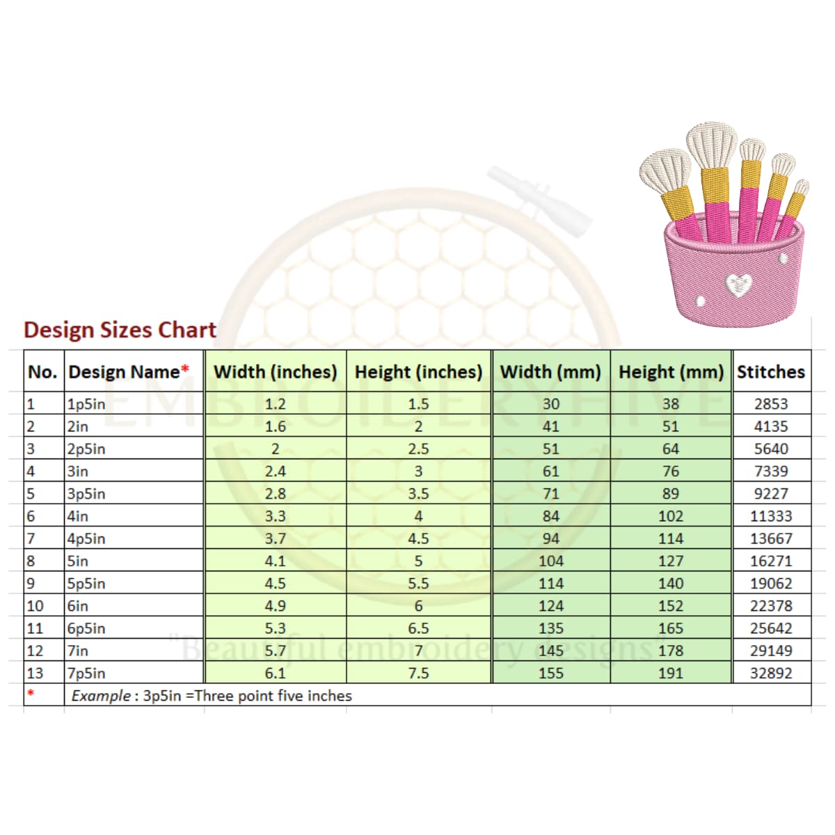 makeup brushes embroidery design - Image 2