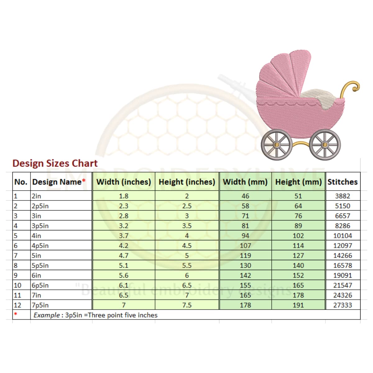 Baby carriage embroidery design - Image 2
