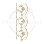 Delicate Floral Vine Lace border embroidery design (E-1172) machine embroidery lace pattern for tablecloths, bedsheets, pillow covers, curtains, towels, dresses, kurtis, kaftans, and home décor. Digital download in multiple embroidery formats.