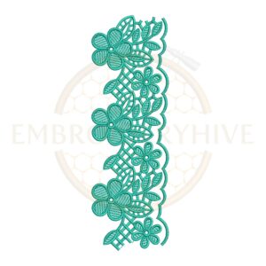 Floral Border Embroidery Design Floral Trellis Lace (E-1150) digital machine embroidery pattern for tablecloths, bedsheets, pillow covers, curtains, towels, dresses, kurtis, and home décor projects.