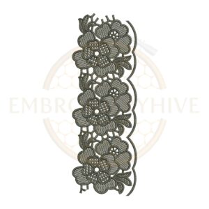 Floral Border Embroidery Design Floral Garden Lace (E-1146) digital machine embroidery pattern for tablecloths, bedsheets, pillow covers, curtains, towels, dresses, kurtis, and home décor projects.