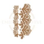 Machine embroidery design featuring a scalloped teardrop vine floral border (Design E-1160).