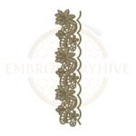 Machine embroidery design featuring a swirling pointed petal wine floral border (Design E-1157).