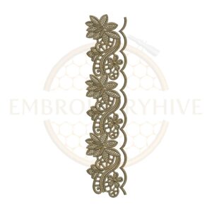 Machine embroidery design featuring a swirling pointed petal wine floral border (Design E-1157).