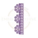 Machine embroidery design featuring a geometric scalloped floral lace border (Design E-1167).