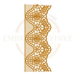Floral Border Embroidery Design Floral Medallion Lace (E-1140) digital machine embroidery pattern for tablecloths, bedsheets, pillow covers, curtains, towels, dresses, kurtis, and home décor projects.
