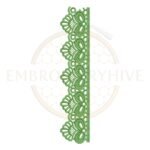 Floral Fan Lace border embroidery design for machine embroidery, instant digital download.
