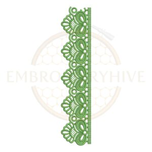 Floral Fan Lace border embroidery design for machine embroidery, instant digital download.