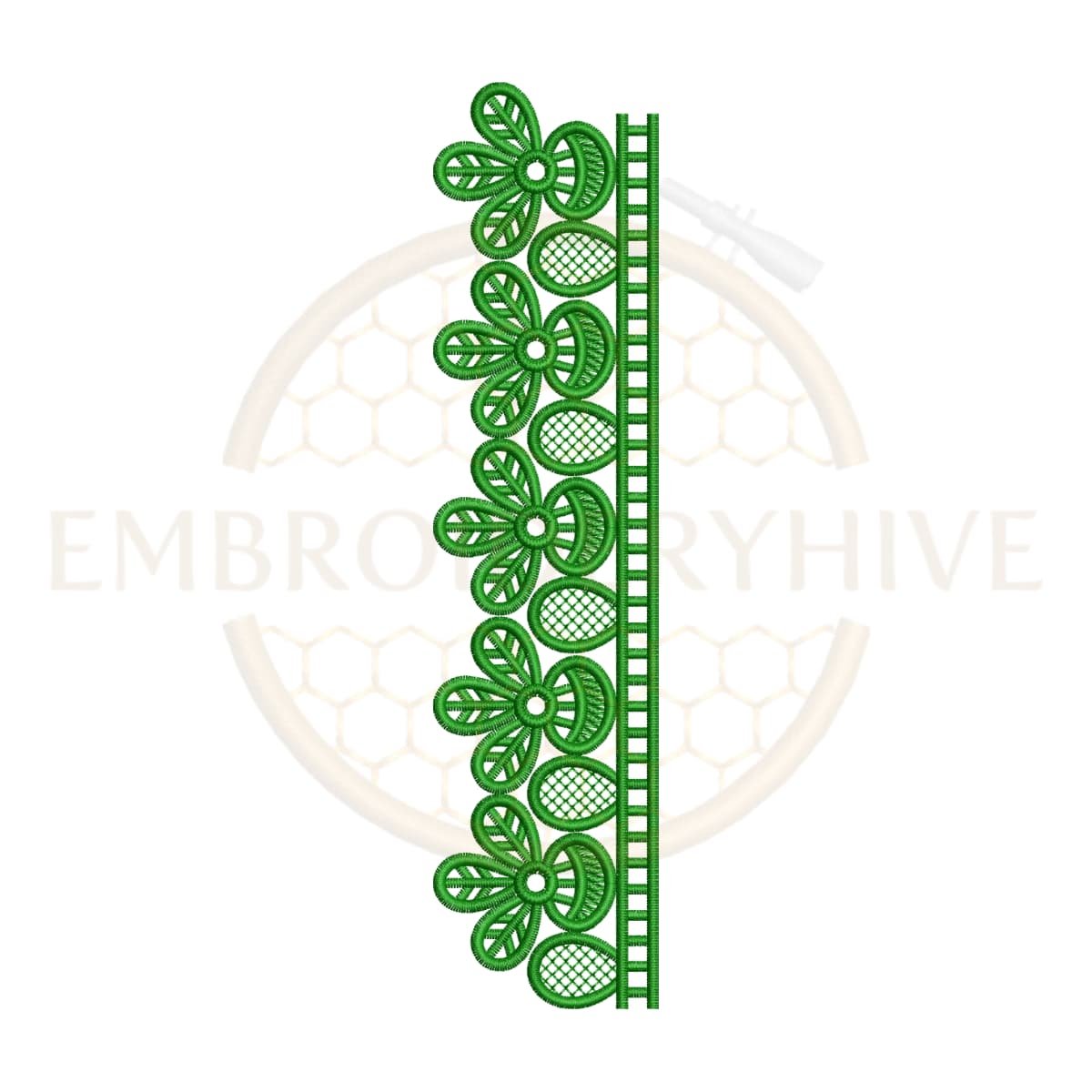 Floral Medallion Lace border embroidery design for machine embroidery, instant digital download.