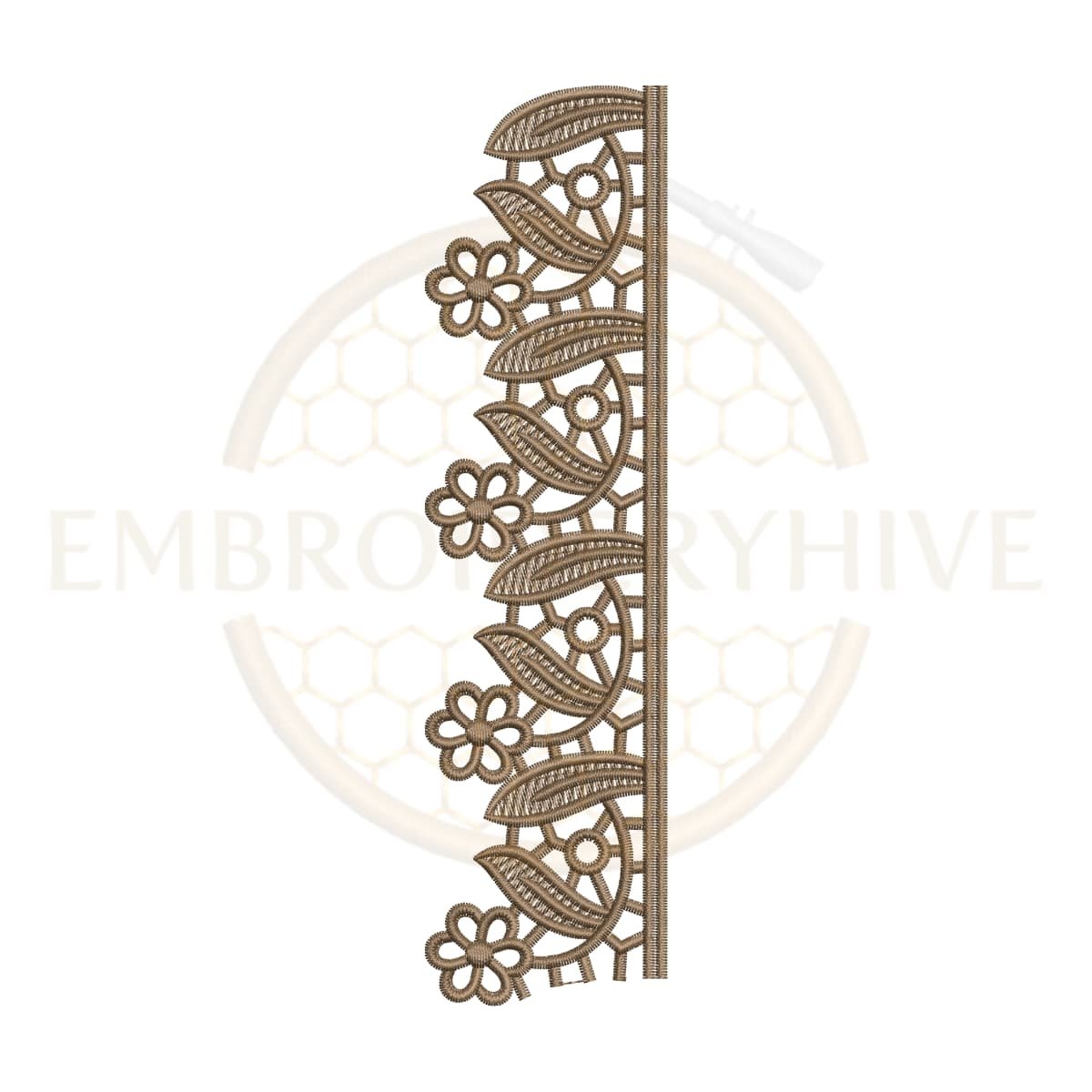 Vintage Floral Lace border embroidery design for machine embroidery, instant digital download.