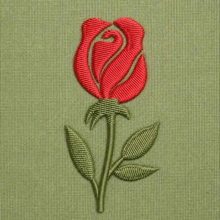 Red rose flower machine embroidery design