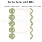 Leaf Circle Lace matching border embroidery design set with outline circle.