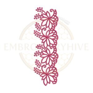 Delicate Floral Vine border embroidery design for machine embroidery, instant download digital floral border pattern for home décor and clothing projects.