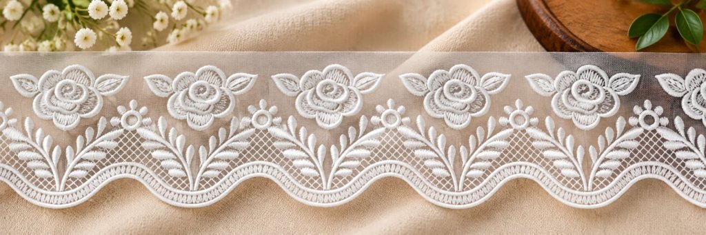 Rose lace border machine embroidery design.